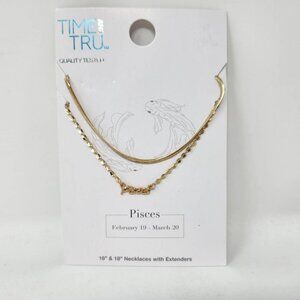 Time And Tru Pisces Necklace Set 16" & 18" Gold-Tone